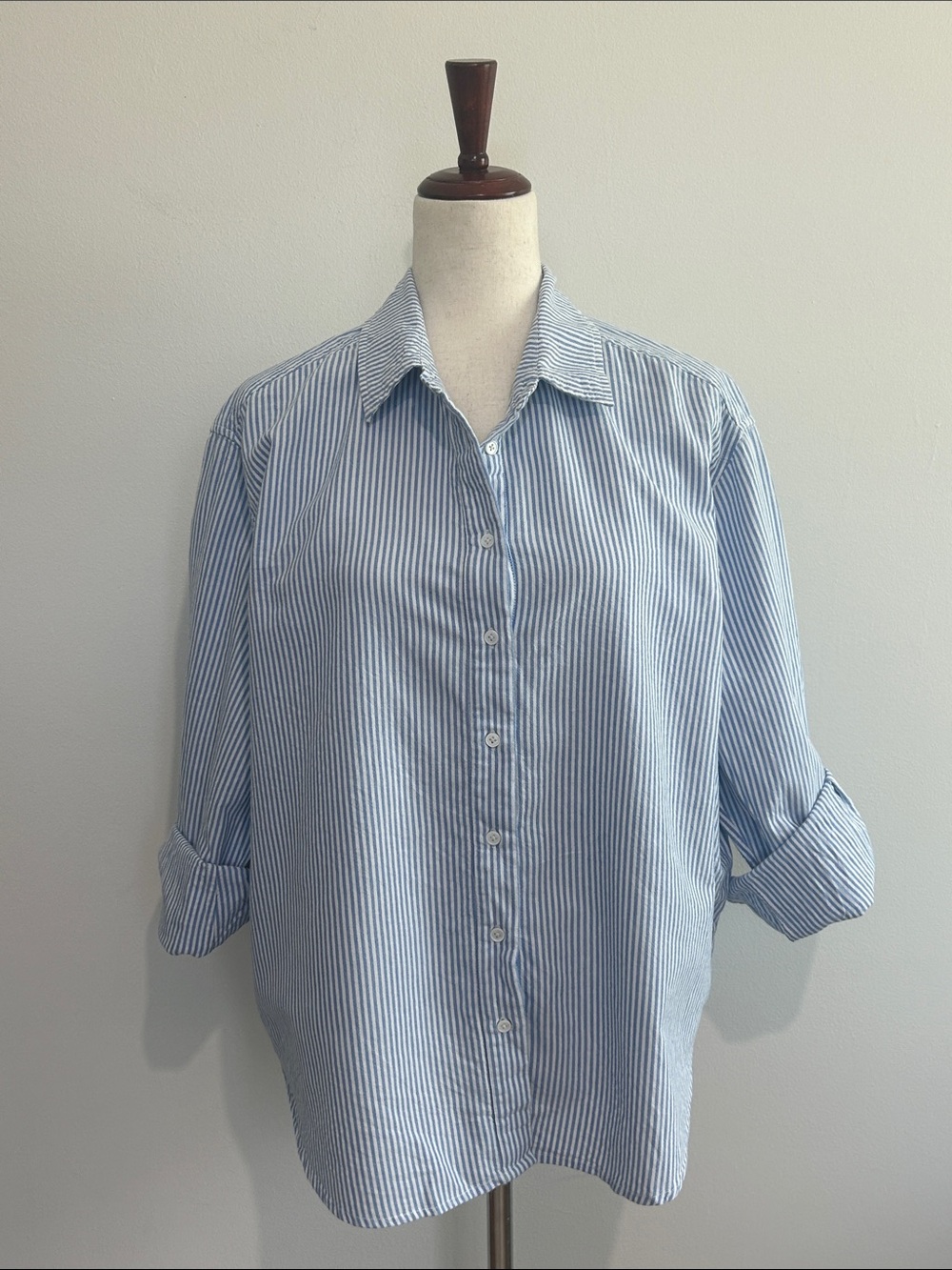Julia Amory The Carolyn Shirt Striped Ciel Size Large EUC - Picture 2 of 6